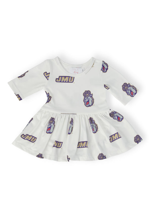 jmu-white-duke-dog-3-4-sleeve-twirl-bodysuit-Sophia's StyleTwirl Bodysuit - 3/4 Sleeve-1