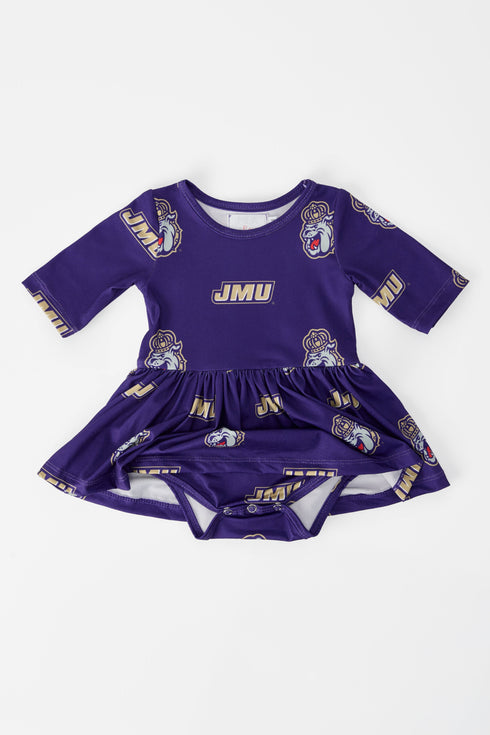 jmu-purple-duke-dog-3-4-sleeve-twirl-bodysuit-Sophia's Style-2