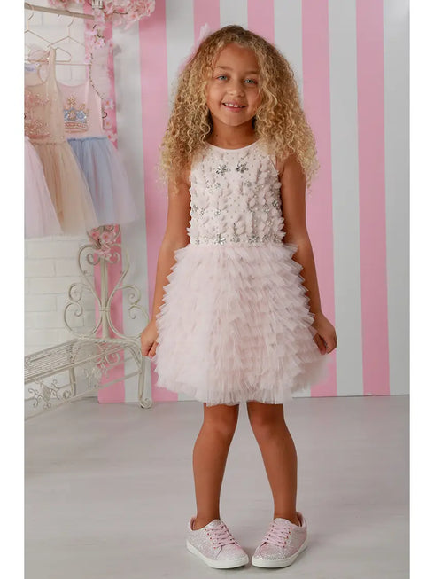 Blush Jolie Dress – Embellished Tulle Party Dress for Girls 12M-14