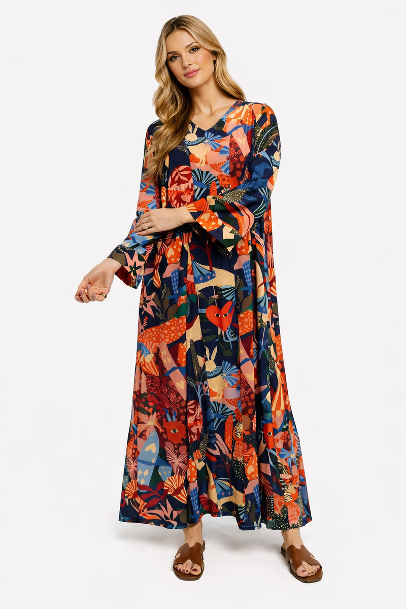 juliet maxi dress Navy / XS Slipover style Homecoming Dresses On Luxury Color:Light Blue Multi New_051123