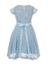Big Girls Blue Lace Glitter Stone Belt Special Occasion Skater Dress 8-14 - SophiasStyle.com