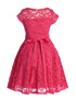 Little Girls Fuchsia Lace Glitter Stone Belt Special Occasion Skater Dress 2-6 - SophiasStyle.com