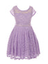 Little Girls Lilac Lace Glitter Stone Belt Special Occasion Skater Dress 2-6 - SophiasStyle.com