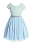 Lace and Chiffon Junior Bridesmaid Party Dress with Stone Belt, Sizes 8-14 - SophiasStyle.com