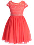 Lace and Chiffon Junior Bridesmaid Party Dress with Stone Belt, Sizes 8-14 - SophiasStyle.com