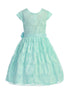 Girls Aqua Flower Border Stretch Lace Special Occasion Dress 2-14 - SophiasStyle.com