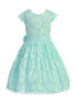 Girls Aqua Flower Border Stretch Lace Special Occasion Dress 2-14 - SophiasStyle.com
