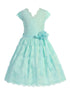 Girls Aqua Flower Border Stretch Lace Special Occasion Dress 2-14 - SophiasStyle.com