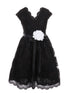 Girls Black Flower Border Stretch Lace Special Occasion Dress 2-14 - SophiasStyle.com