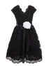 Girls Black Flower Border Stretch Lace Special Occasion Dress 2-14 - SophiasStyle.com