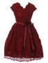 Girls Burgundy Flower Border Stretch Lace Special Occasion Dress 2-14 - SophiasStyle.com
