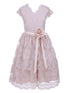 Girls Champagne Flower Border Stretch Lace Special Occasion Dress 2-14 - SophiasStyle.com