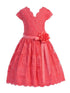 Girls Coral Flower Border Stretch Lace Special Occasion Dress 2-14 - SophiasStyle.com