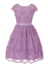Girls Lilac Flower Border Stretch Lace Special Occasion Dress 2-14 - SophiasStyle.com