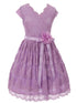Girls Lilac Flower Border Stretch Lace Special Occasion Dress 2-14 - SophiasStyle.com