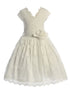 Girls Off-White Flower Border Stretch Lace Special Occasion Dress 2-14 - SophiasStyle.com