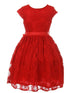 Girls Red Flower Border Stretch Lace Special Occasion Dress 2-14 - SophiasStyle.com