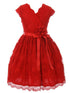 Girls Red Flower Border Stretch Lace Special Occasion Dress 2-14 - SophiasStyle.com