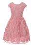 Girls Rose Flower Border Stretch Lace Special Occasion Dress 2-14 - SophiasStyle.com