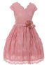 Girls Rose Flower Border Stretch Lace Special Occasion Dress 2-14 - SophiasStyle.com