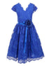 Girls Royal Blue Flower Border Stretch Lace Special Occasion Dress 2-14 - SophiasStyle.com