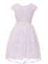 Girls White Flower Border Stretch Lace Special Occasion Dress 2-14 - SophiasStyle.com