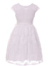 Girls White Flower Border Stretch Lace Special Occasion Dress 2-14 - SophiasStyle.com