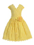 Girls Yellow Flower Border Stretch Lace Special Occasion Dress 2-14 - SophiasStyle.com