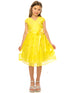 Girls Yellow Flower Border Stretch Lace Special Occasion Dress 2-14 - SophiasStyle.com