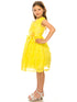 Girls Yellow Flower Border Stretch Lace Special Occasion Dress 2-14 - SophiasStyle.com