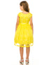 Girls Yellow Flower Border Stretch Lace Special Occasion Dress 2-14 - SophiasStyle.com