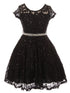Girls Multi Color Sequin Lace Pearl Belt Skater Flower Girl Christmas Dress 2-14 - SophiasStyle.com