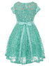 Girls Multi Color Sequin Lace Pearl Belt Skater Flower Girl Christmas Dress 2-14 - SophiasStyle.com