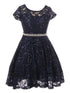 Girls Multi Color Sequin Lace Pearl Belt Skater Flower Girl Christmas Dress 2-14 - SophiasStyle.com
