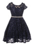 Girls Multi Color Sequin Lace Pearl Belt Skater Flower Girl Christmas Dress 2-14 - SophiasStyle.com