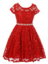 Girls Multi Color Sequin Lace Pearl Belt Skater Flower Girl Christmas Dress 2-14 - SophiasStyle.com