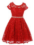 Girls Multi Color Sequin Lace Pearl Belt Skater Flower Girl Christmas Dress 2-14 - SophiasStyle.com
