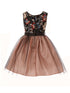 Girls Multi Color Floral Trim Overlaid Tulle Junior Bridesmaid Dress 2-14 - SophiasStyle.com