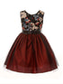Girls Multi Color Floral Trim Overlaid Tulle Junior Bridesmaid Dress 2-14 - SophiasStyle.com