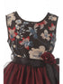 Girls Multi Color Floral Trim Overlaid Tulle Junior Bridesmaid Dress 2-14 - SophiasStyle.com