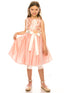 Girls Multi Color Floral Trim Overlaid Tulle Junior Bridesmaid Dress 2-14 - SophiasStyle.com