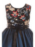 Girls Multi Color Floral Trim Overlaid Tulle Junior Bridesmaid Dress 2-14 - SophiasStyle.com