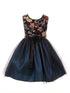 Girls Multi Color Floral Trim Overlaid Tulle Junior Bridesmaid Dress 2-14 - SophiasStyle.com