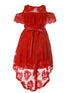 Red Girls High-Low Floral Lace Overlay Flower Girl Dress 4-14 back SophiasStyle.com