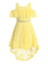 Yellow Girls High-Low Floral Lace Overlay Flower Girl Dress 4-14 SophiasStyle.com