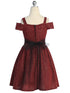 Girls Burgundy Sparkling Off Shoulder Flower Girl Dress 4-16 back SophiasStyle.com