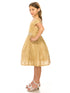 Girls Champagne Sparkling Off Shoulder Flower Girl Dress 4-16 - SophiasStyle.com model side