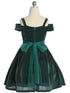 Girls Hunter Green Sparkling Off Shoulder Flower Girl Dress 4-16 back SophiasStyle.com