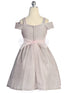Girls Pink Sparkling Off Shoulder Flower Girl Dress 4-16 back SophiasStyle.com