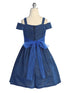 Girls Royal Blue Sparkling Off Shoulder Flower Girl Dress 4-16 back SophiasStyle.com
